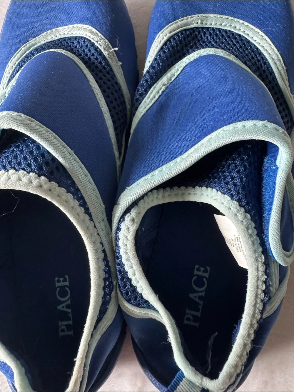 The Children's Place Navy Blue Water Shoes with Light Blue Trim